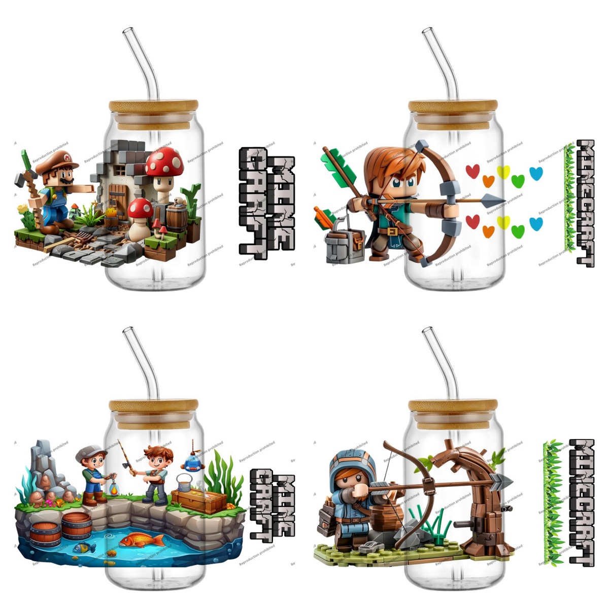 Building Blocks - Hochwertig ‌ 3D-Bausteine Cartoon-Transferaufkleber für 16oz